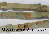 CCU47 15.5 inches 6*6mm cube silver leaf jasper beads wholesale