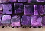 CCU484 15.5 inches 6*6mm cube purple crazy lace agate beads