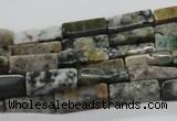 CCU521 15.5 inches 4*13mm cuboid moss agate beads wholesale