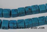 CCU62 15.5 inches 8*8mm cube turquoise beads wholesale