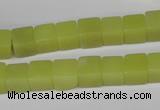 CCU64 15.5 inches 8*8mm cube olive jade beads wholesale