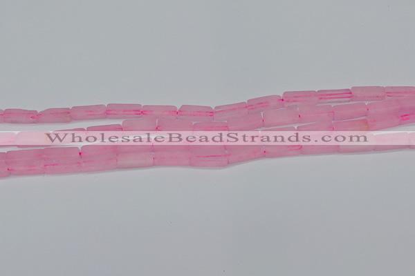 CCU711 15.5 inches 4*13mm cuboid rose quartz beads wholesale