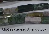 CCU713 15.5 inches 4*13mm cuboid moss agate beads wholesale