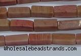 CCU717 15.5 inches 4*13mm cuboid pink wooden jasper beads wholesale