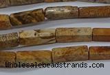 CCU738 15.5 inches 4*13mm cuboid picture jasper beads wholesale