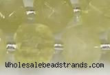 CCU774 15 inches 10*10mm faceted cube lemon quartz beads