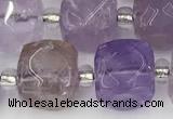 CCU779 15 inches 10*10mm faceted cube ametrine beads