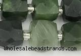 CCU785 15 inches 10*10mm faceted cube Canadian jade beads