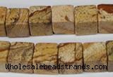 CCU80 15.5 inches 12*12mm cube picture jasper beads wholesale