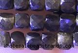 CCU814 15 inches 4mm faceted cube obsidian beads