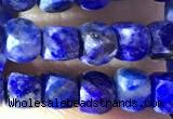 CCU816 15 inches 4mm faceted cube lapis lazuli beads