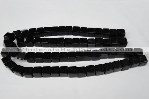 CCU82 15.5 inches 12*12mm cube black agate beads wholesale