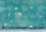 CCU835 15 inches 4mm faceted cube amazonite beads