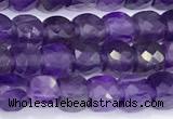 CCU840 15 inches 4mm faceted cube amethyst beads