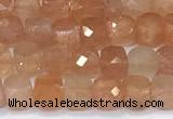 CCU849 15 inches 4mm faceted cube golden sunstone beads