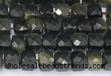 CCU852 15 inches 4mm faceted cube obsidian beads