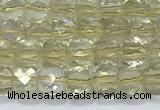 CCU861 15 inches 6mm faceted cube lemon quartz beads