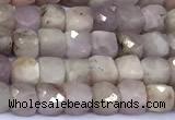 CCU883 15 inches 4mm faceted cube kunzite beads