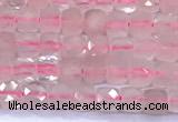 CCU887 15 inches 4mm faceted cube rose quartz beads