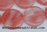 CCY154 15.5 inches 25mm flat round cherry quartz beads wholesale