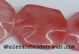 CCY167 15.5 inches 30*40mm wavy rectangle cherry quartz beads