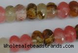 CCY206 15.5 inches 8*12mm faceted rondelle volcano cherry quartz beads