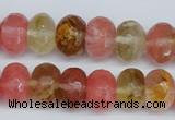 CCY207 15.5 inches 10*14mm faceted rondelle volcano cherry quartz beads