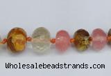 CCY209 4*8mm - 13*18mm faceted rondelle volcano cherry quartz beads