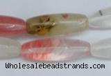 CCY212 15.5 inches 10*30mm rice volcano cherry quartz beads