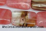 CCY222 15.5 inches 20*30mm rectangle volcano cherry quartz beads