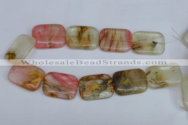 CCY223 15.5 inches 30*40mm rectangle volcano cherry quartz beads