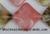 CCY227 15.5 inches 26*26mm wavy diamond volcano cherry quartz beads