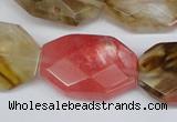 CCY231 15.5 inches 20*30mm faceted octagonal volcano cherry quartz beads