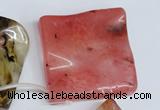 CCY236 Top-drilled 50*50mm wavy diamond volcano cherry quartz beads