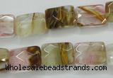 CCY430 15.5 inches 10*14mm faceted rectangle volcano cherry quartz beads