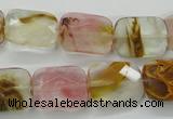 CCY432 15.5 inches 13*18mm faceted rectangle volcano cherry quartz beads