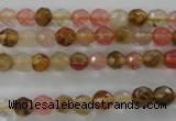 CCY501 15.5 inches 6mm faceted round volcano cherry quartz beads