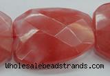 CCY55 15.5 inches 30*40mm twisted & faceted rectangle cherry quartz beads