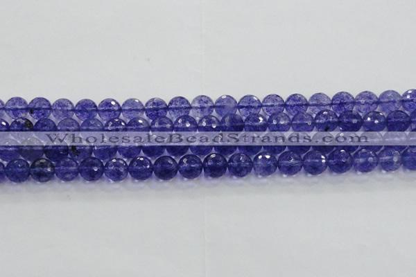 CCY604 15.5 inches 12mm faceted round blue cherry quartz beads