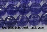 CCY605 15.5 inches 14mm faceted round blue cherry quartz beads