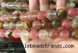 CCY635 15.5 inches 14mm round volcano cherry quartz beads wholesale