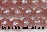 CCY665 15 inches 6mm faceted round AB-color cherry quartz beads