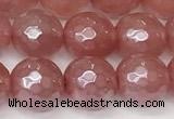 CCY666 15 inches 8mm faceted round AB-color cherry quartz beads