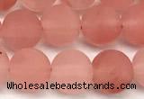 CCY672 15 inches 8mm round matte cherry quartz beads