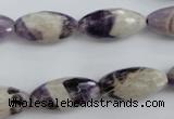 CDA28 15.5 inches 10*20mm faceted rice dogtooth amethyst beads