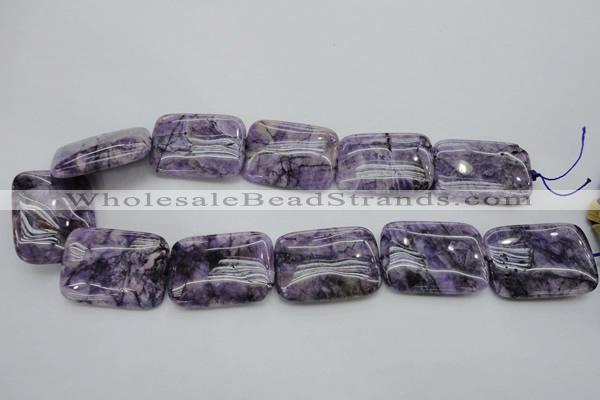 CDA312 15.5 inches 25*35mm rectangle dyed dogtooth amethyst beads