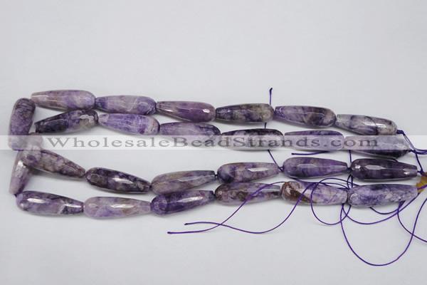 CDA341 15.5 inches 10*30mm faceted teardrop dyed dogtooth amethyst beads