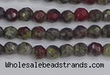 CDB320 15.5 inches 4mm faceted round dragon blood jasper beads