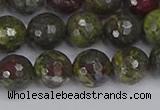 CDB323 15.5 inches 10mm faceted round dragon blood jasper beads