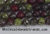 CDB328 15.5 inches 4mm faceted round A grade dragon blood jasper beads